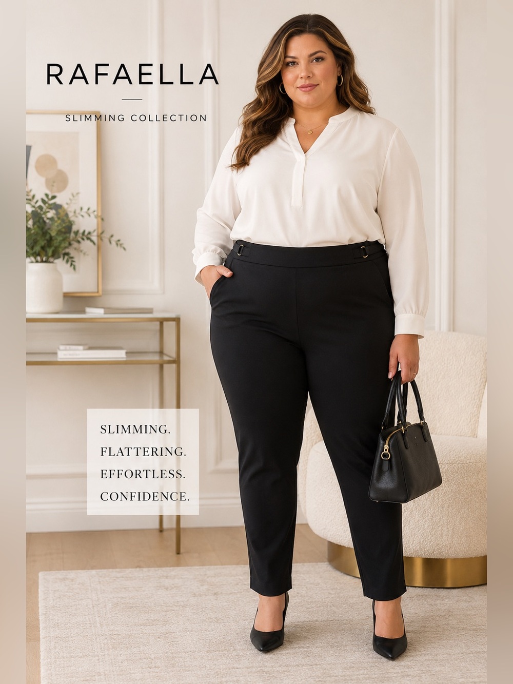 NWT Rafaella Black Slimming High Rise Ankle Pants Plus Size 24W Career MSRP $89